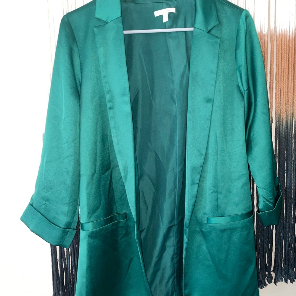 Maurices Green Blazer with Classic Lapel and 3/4 Sleeves